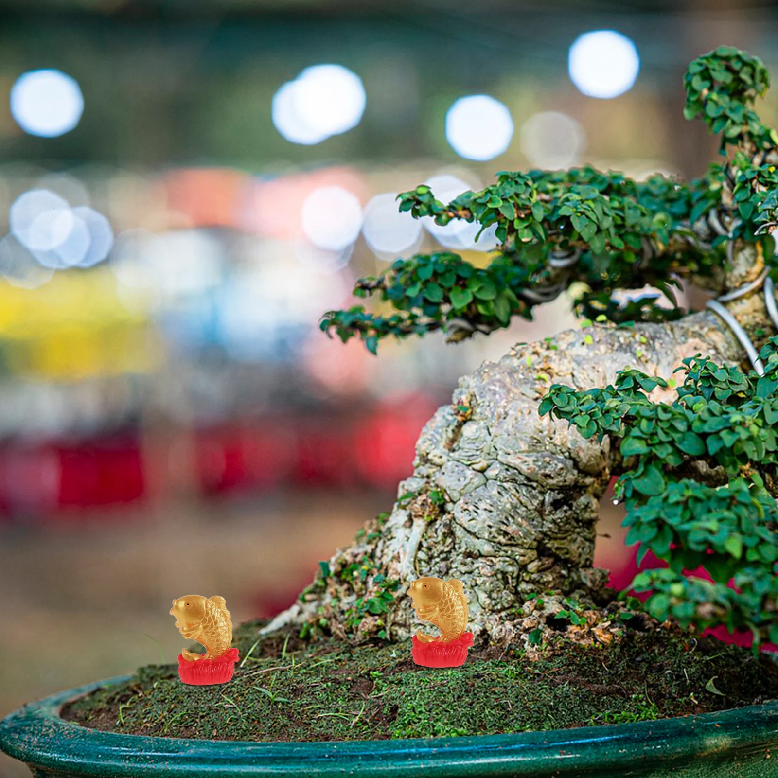 

4Pcs Mini Chinese New Year Wealth Ornaments Red Gold Resin Prosperity Decorations for Home Office Car Dashboard Feng Shui