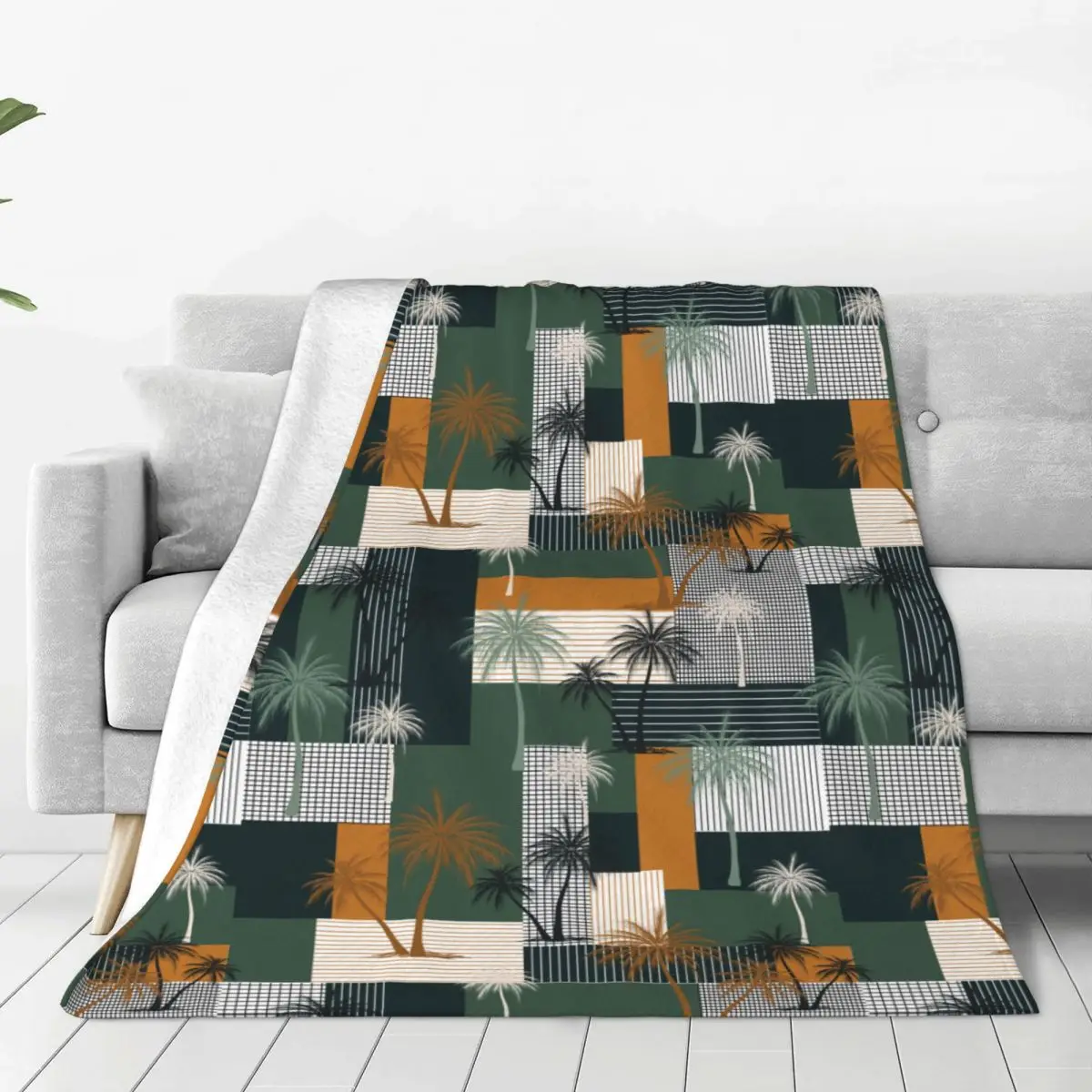 Hawaii Style Leaf Blankets Fleece Textile Decor Breathable Lightweight Throw Blankets for Bedding Office Bedding Throws