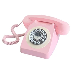 Pink Telephone for Home Office, Corded Retro Telephone, Old Fashion Landline Phone, Wired Antique Decorative Desktop Phones