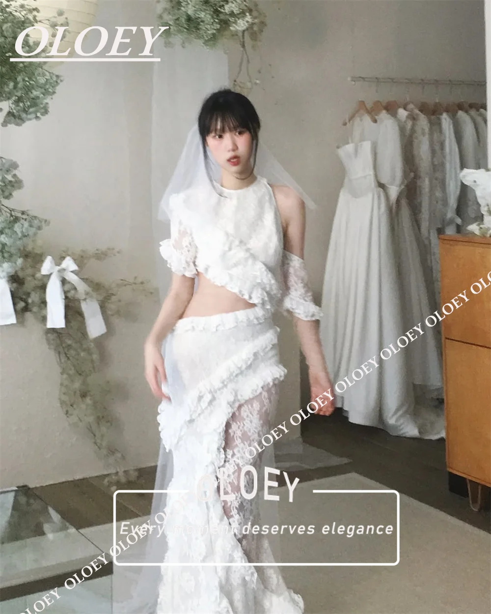 OLOEY Unique Lace Mermaid Wedding Dress Korea Photoshoot Floor Length Boho Bridal Gowns Robe De Maries 2026 Customized