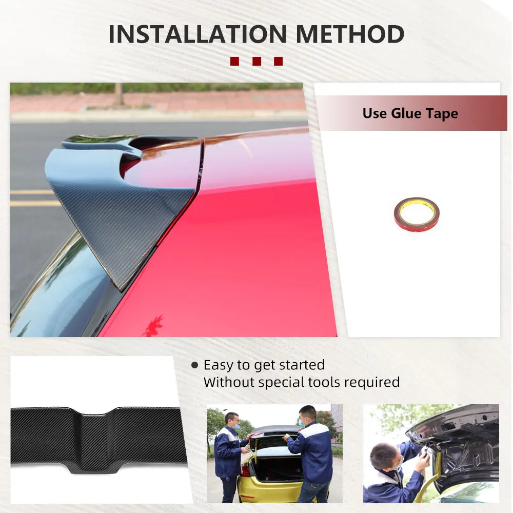 Carbon Fiber Car Rear Trunk Spoiler Wing for Volkswagen VW Golf 7 VII MK7 7.5 GTI R 2014-2019 ABS Roof Window Boot Lip Spoiler