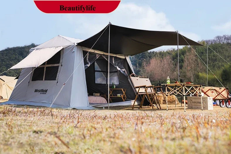 

Two-in-One Tent Canopy Camping Portable House Account outside 3-4 People Full Set of Automatic Equipment H