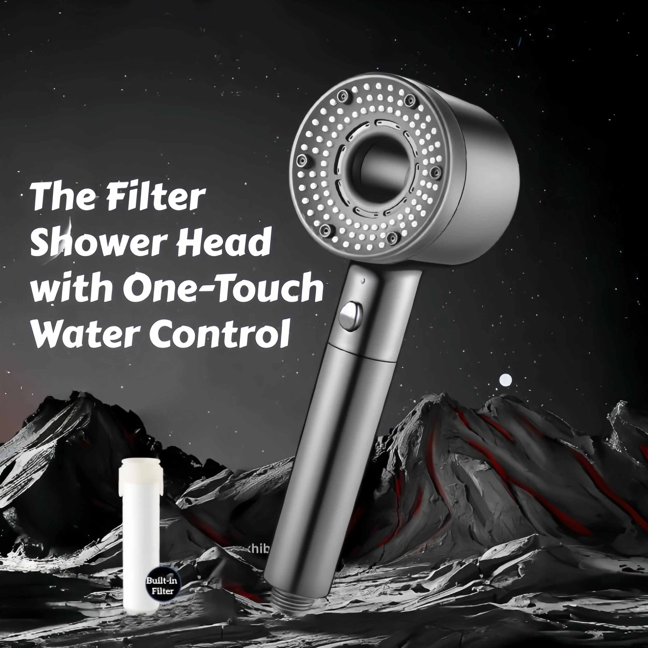 

Filter Shower Head with Replaceable Cartridge | Purifying & Pressure Boosting