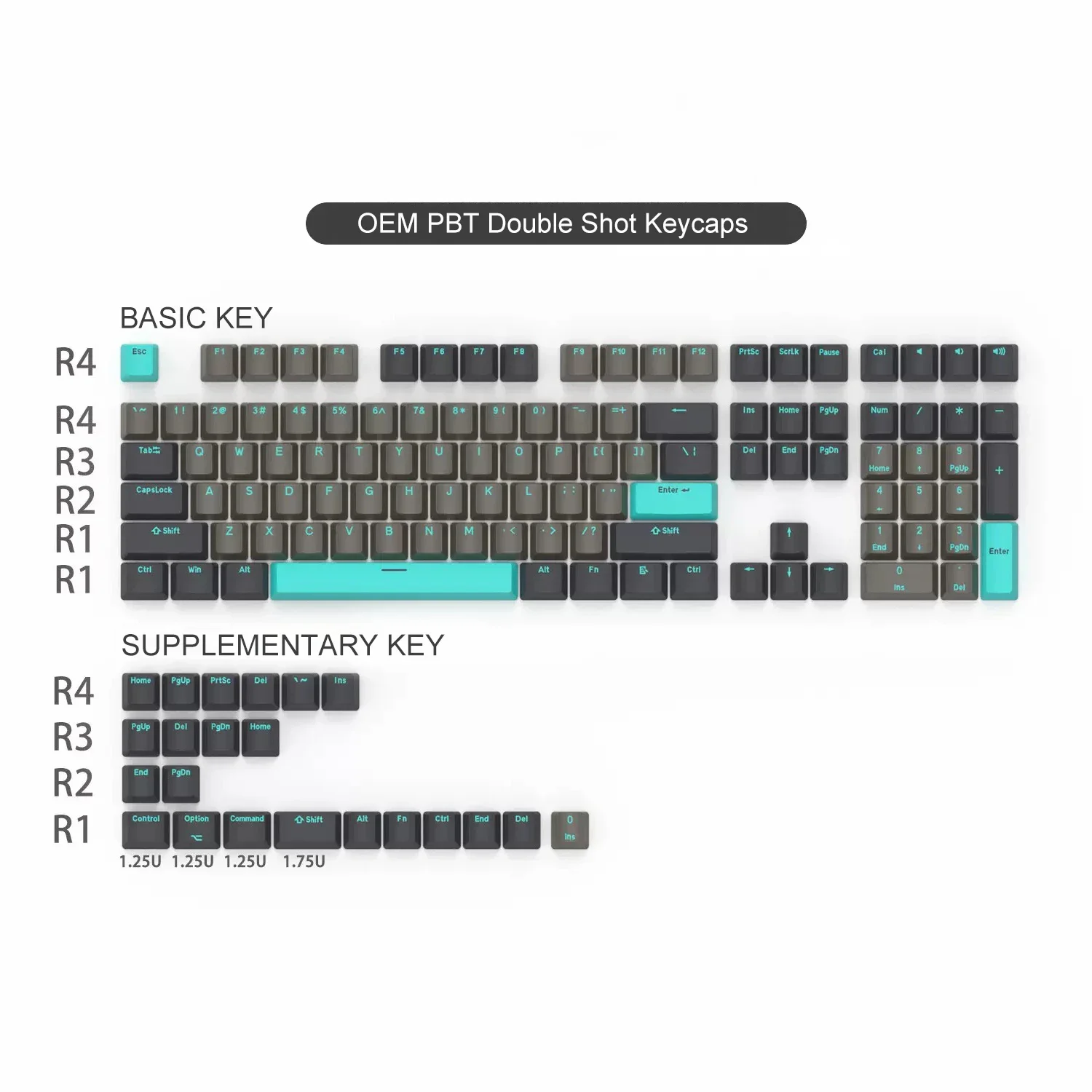 Juego de teclas de perfil OEM DIY, teclado mecánico OEM PBT, teclas de doble disparo