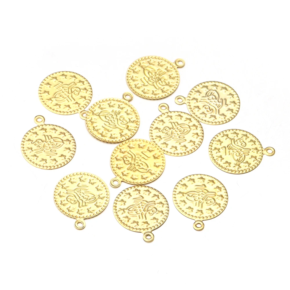 50/100 stücke 15/20mm Türkei Vintage Eisen Blatt Anhänger Runde Anhänger Für Schmuck Machen DIY Charms Halskette ohrringe Zubehör – Detail 7