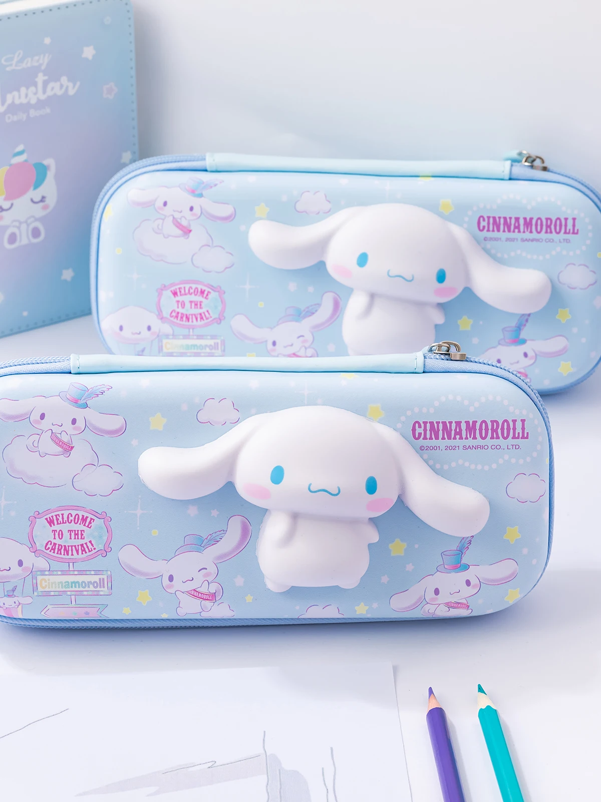 Sanrio Cinnamoroll Stationery Box Cute Pencil Case Girls Student Kawaii Decompression Pen Bag Kids Creative Stationery Bag