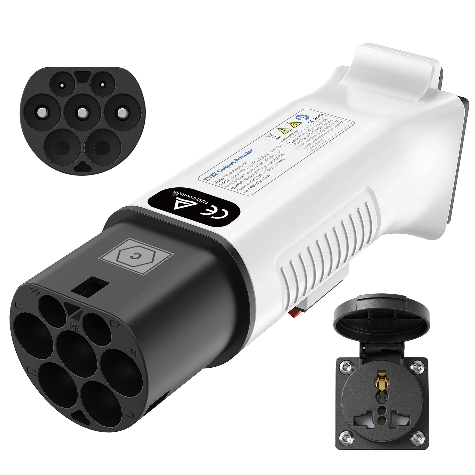 RamTouch Type 2 to AC Socket EV Adapter  | For Charging Station & Wallbox | Type 2 Plug to Multi-Standard/Schuko/UK/AU Outlet