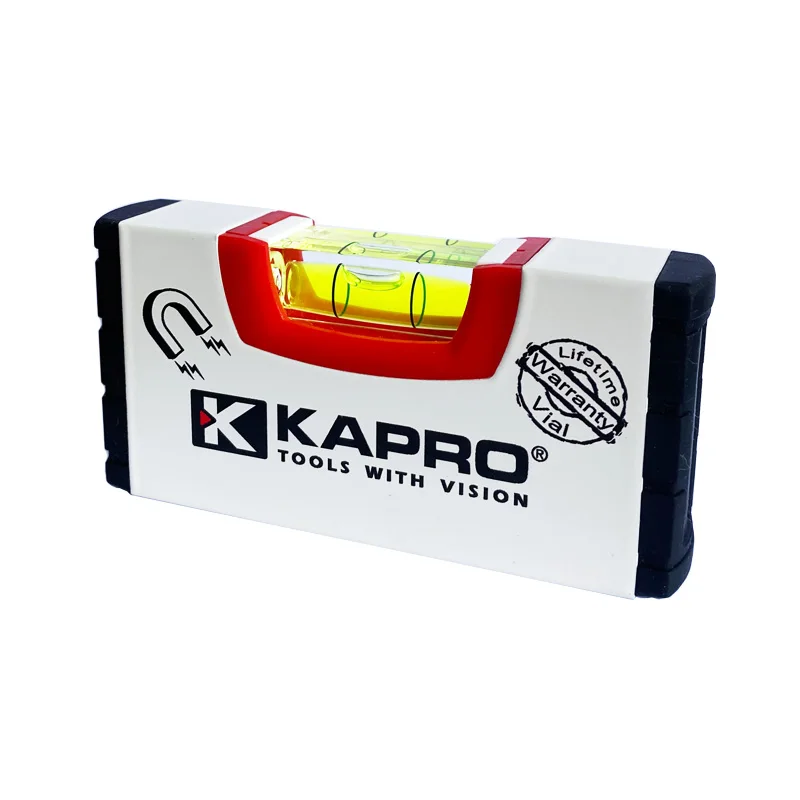 Kapro10cm Mini medidor de nivel de bolsillo portátil blanco, herramienta de medición de nivel de aleación de aluminio magnética de alta precisión