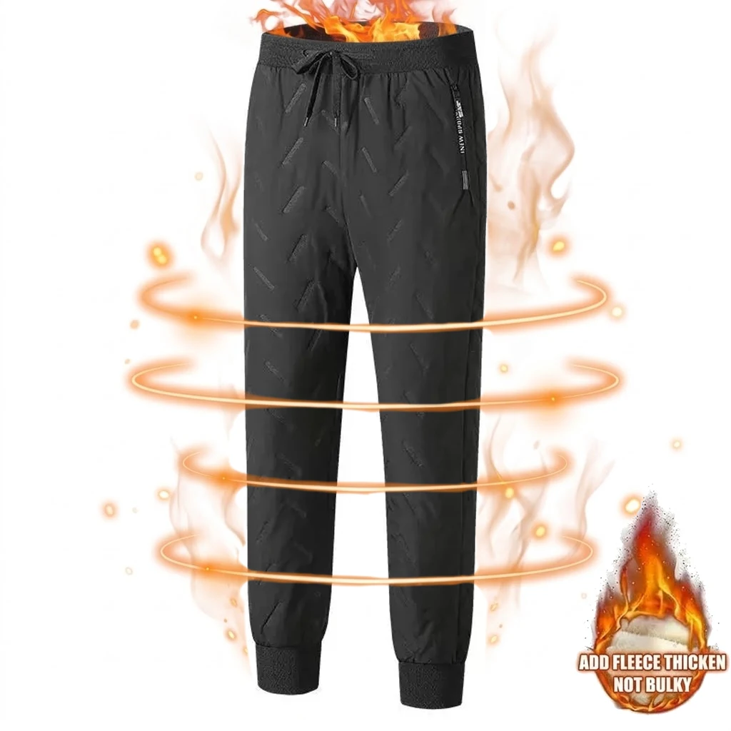 Herren-Winterhose für den Außenbereich, warm, mit Fleece gefüttert, wasserdicht, Thermohose, dicke Jogginghose, winddicht, Laufhose, Sport-Trainingshose. – Detail 4