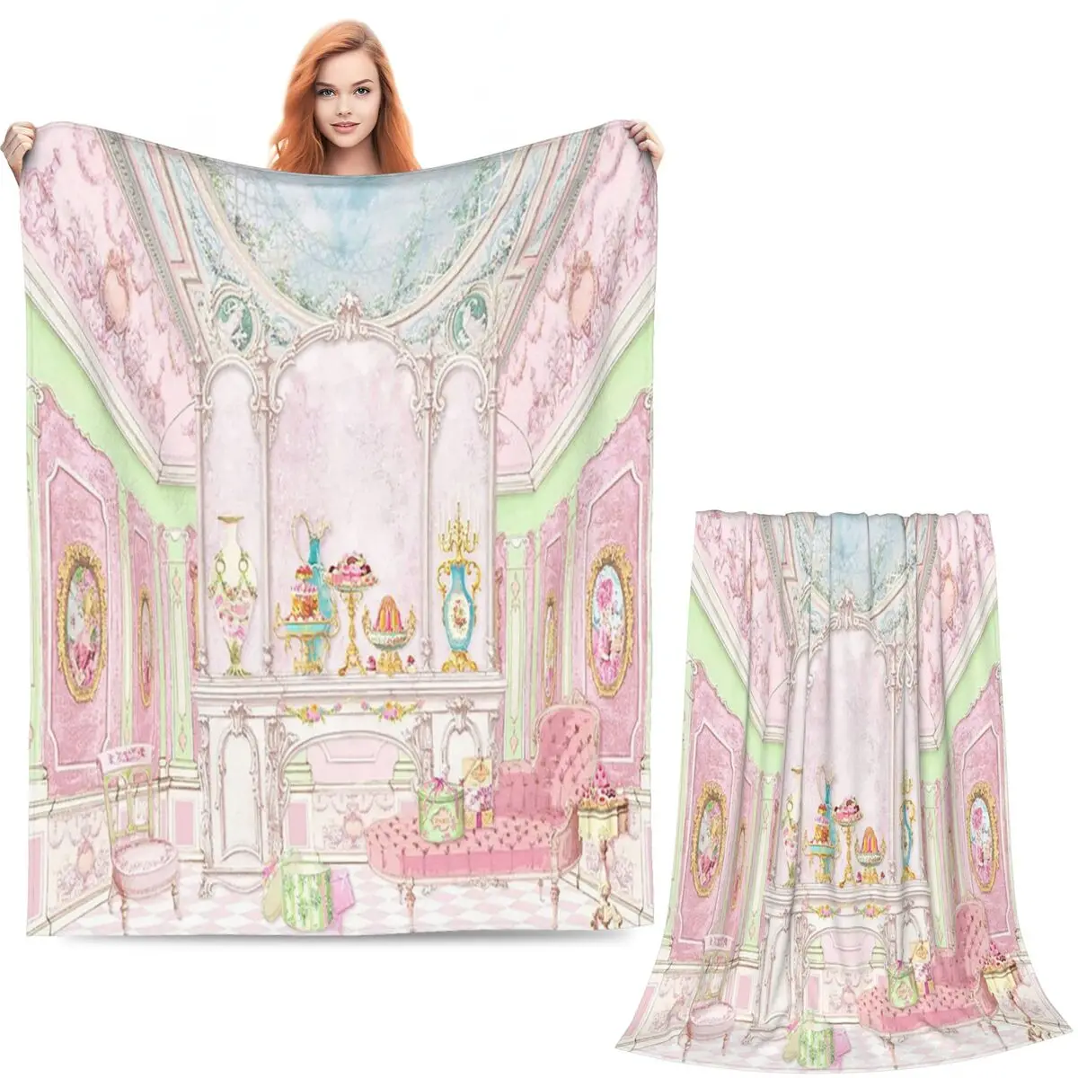Marie Antoinette Afternoon Tea In French Paris Blanket Soft Warm Flannel Throw Blanket Cover for Bed Picnic Travel Home Couch