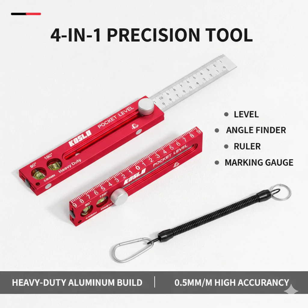 Pocket Woodworking Layout Ruler Portable Positioning Measuring Tool Angle Depth Gauge For Carpenter