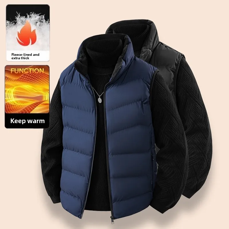 

New Men's Cotton Vest for Autumn Winter Warm Vest Jacket Men's Down Vest and Waistcoat Solid Color Fashionable Jacket for Winter