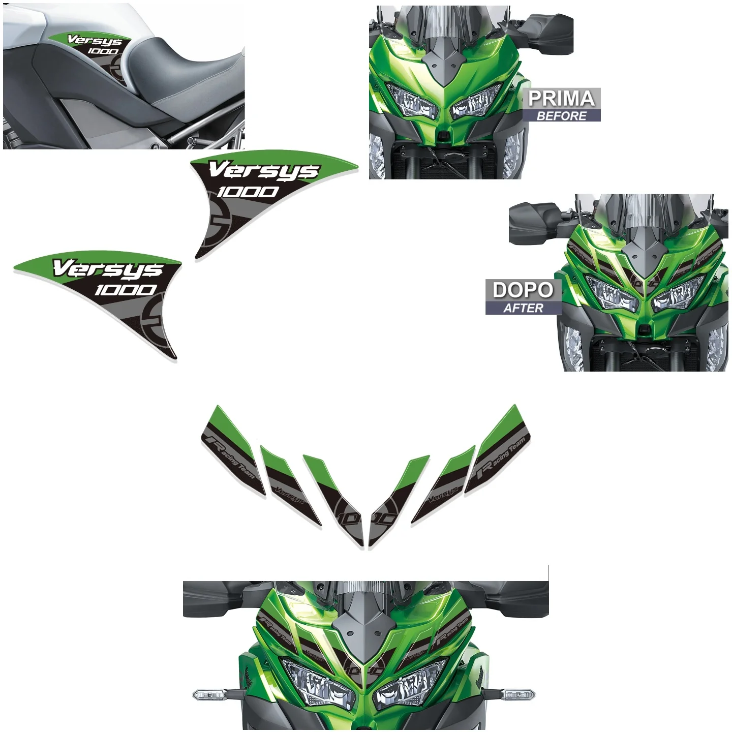 3D Gel Resin Stickers Motorcycle Tank Protection compatible with KAWASAKI VERSYS 1000