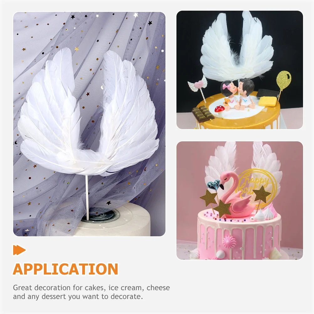 

10pcs Wing Decor Plume Design For Birthday Wedding Cake Decoration Party Dessert Toppers Angel Wing Cake Ornament