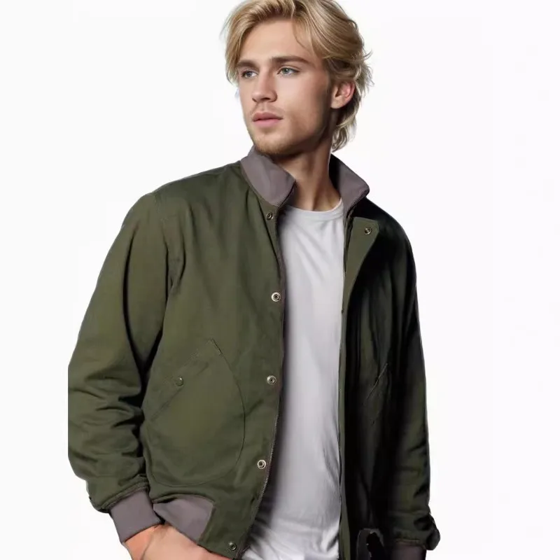 Spring and Autumn New Foreign Trade Men's Jacket Jacket Ribbed Splicing Stand-up Collar Top Fashion Trendy Men