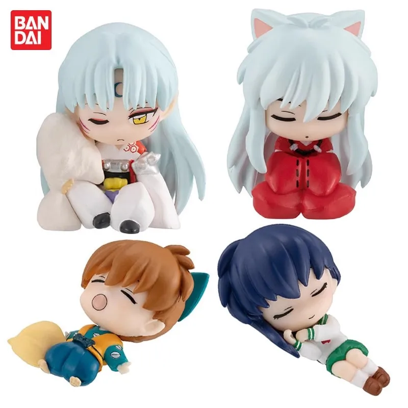 Bandai Original 4Pcs Gashapon Nemurasetai Inuyasha Anime Figure Toys For Kids Gift Collectible Model Ornaments