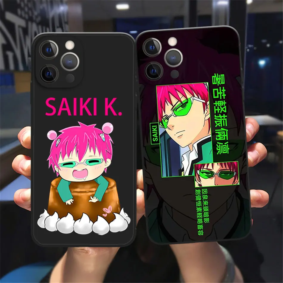 Japan Anime The Disastrous Life of Saiki K Phone Case For iPhone 11 12 13 Pro Max X XR XSMAX X 6s 8 7Plus 13Mini Black Soft case