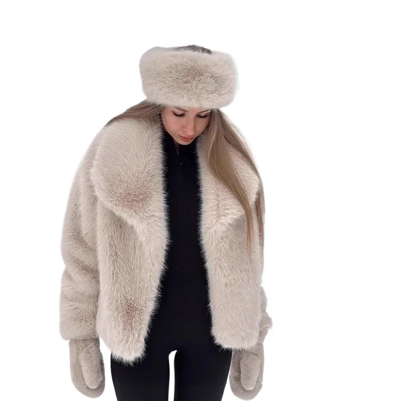 أوروبا أمريكا الشتاء الدفء معطف الفرو الاصطناعي طوق لينة لطيف أنيقة موضة رائعة حفلة ركاب الترفيه سترة