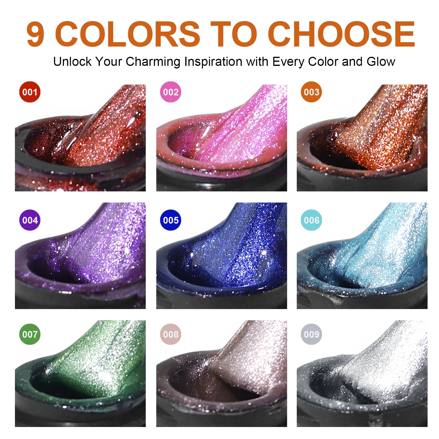 TWOING Cat Eye Gel Nail Polish 10ml, Magnetic UV LED Soak Off Gel Polish, Shimmer Glitter Long-Lasting Salon DIY Nail Art