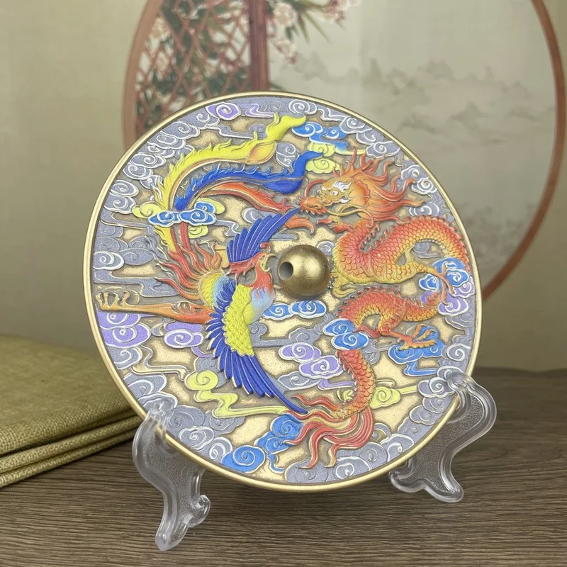 Yellow zodiac , wedding dragon and phoenix , four mythical beasts, nine dragons, green mirror, copper craft