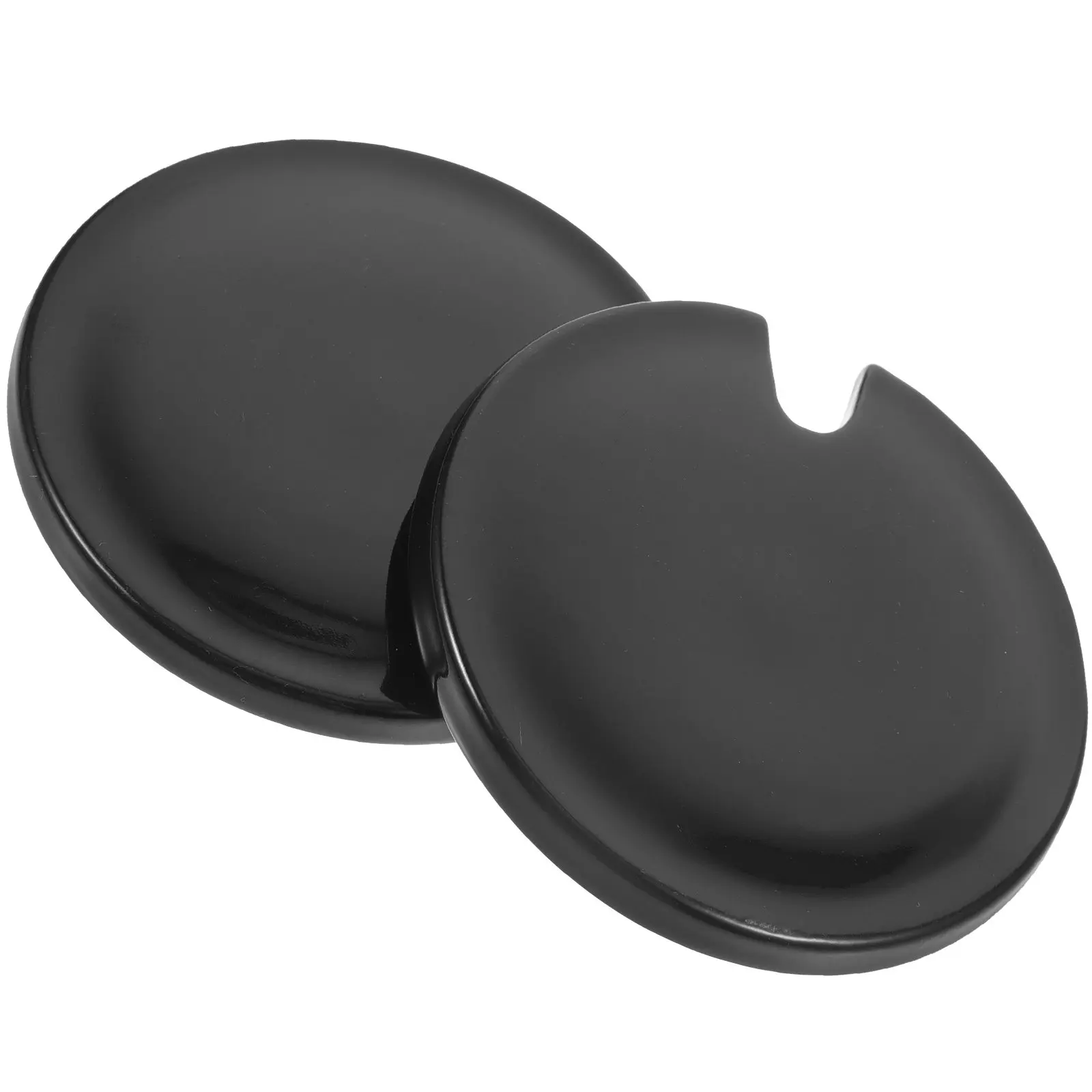 

2Pcs Ceramic Mug Lid Round Compact Cup Cover Smooth Easy Clean Sealing Lid with Spoon Slot for Coffee Tea Water Lemonade Wine