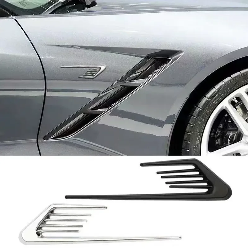 for Car Metal Sticker Decorative Fender Side Label Shark Gills Simulate Trend Body Hood Modification Label