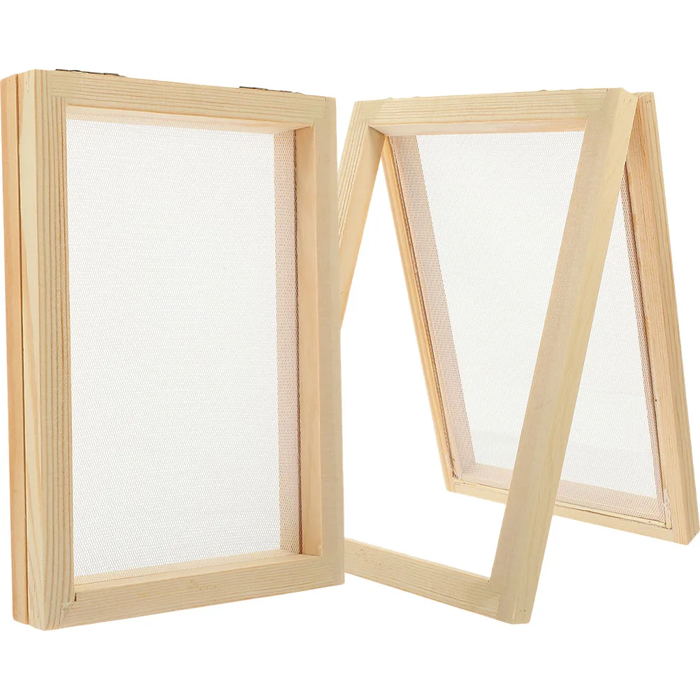 

2pcs Wooden Paper Making Frame Diy Craft Kit For Kids Durable Wood Screen Reusable Filter Mesh Environmentally Friendly Hands-On