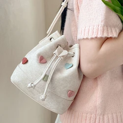 AILUXI New Original Design Bucket Bag, Cute Heart Decoration Shoulder Bag, Holiday Gift Handbag