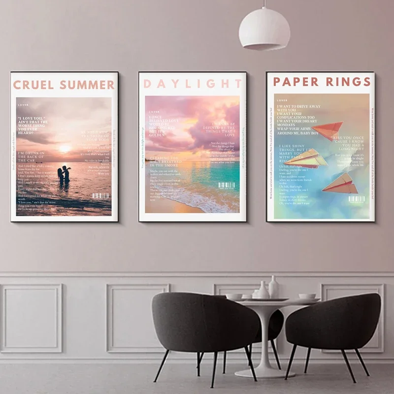 Taylor-Swift Lover Album Posters and Prints New Music Lyric Canvas Painting Wall Art Pictures for Home Living Room Decor Cuadros