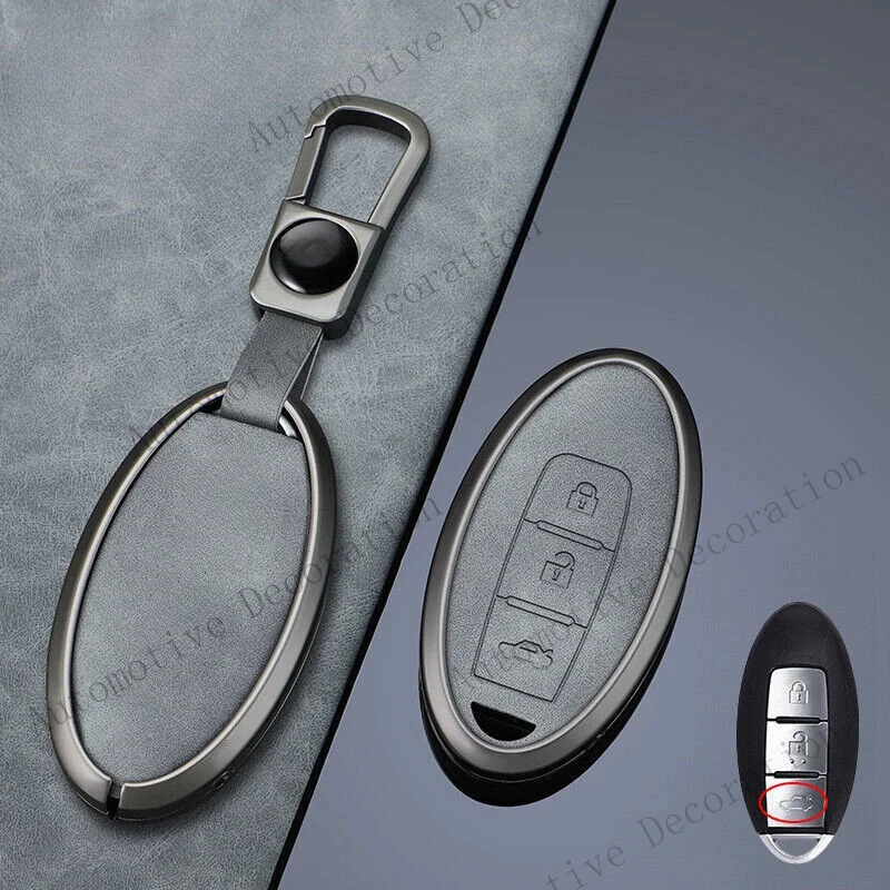 Z+ Alloy Leather Car Key Fob Case Cover For Nissan Altima Note For Infiniti Q50 Q60 view 3