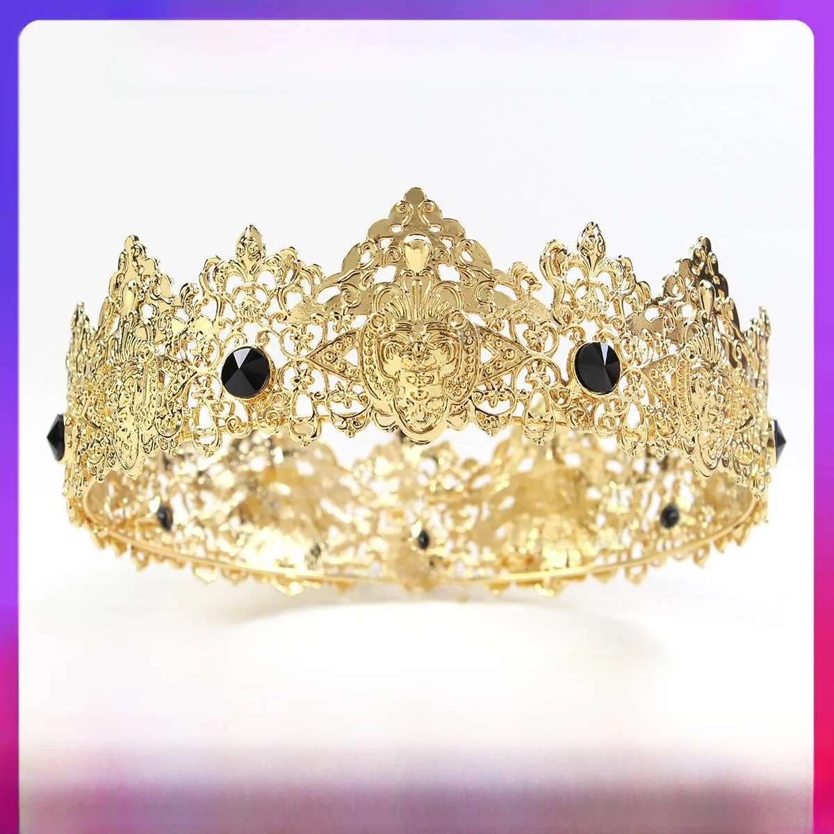 

King's Large Crown Hairband Men's Vintage Royal Baroque Headwear Birthday Princess Women's Hair Accessories Alloy Material