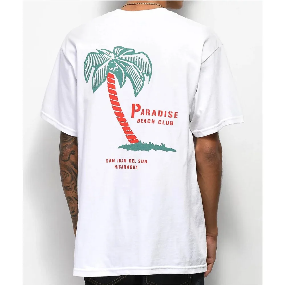 Empyre Men Men's T-shirt Paradise Beach Club White Cotton T-shirts European Size XS-3XL Base Short-sleeved Tops