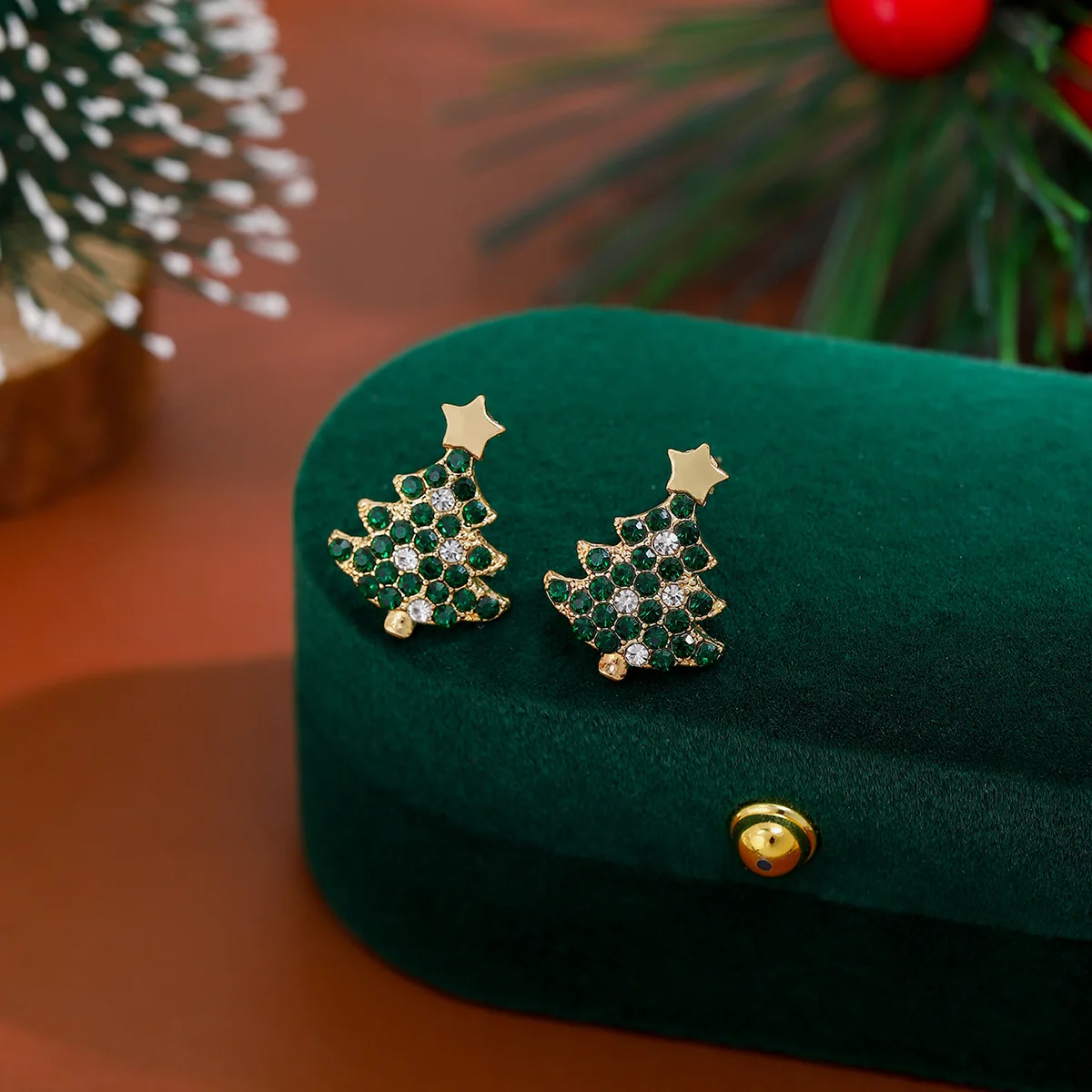 Christmas Theme Stars Christmas Tree Earrings for Women White Copper Needle Anti-Allergy New Product Promotion