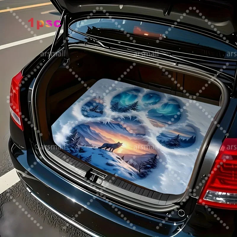 1pc, Wolf In The Snow Style Car Trunk Pad - Dustproof, Durable And Easy To Clean, Stylish Design Keeps The Car Clean | Suitable