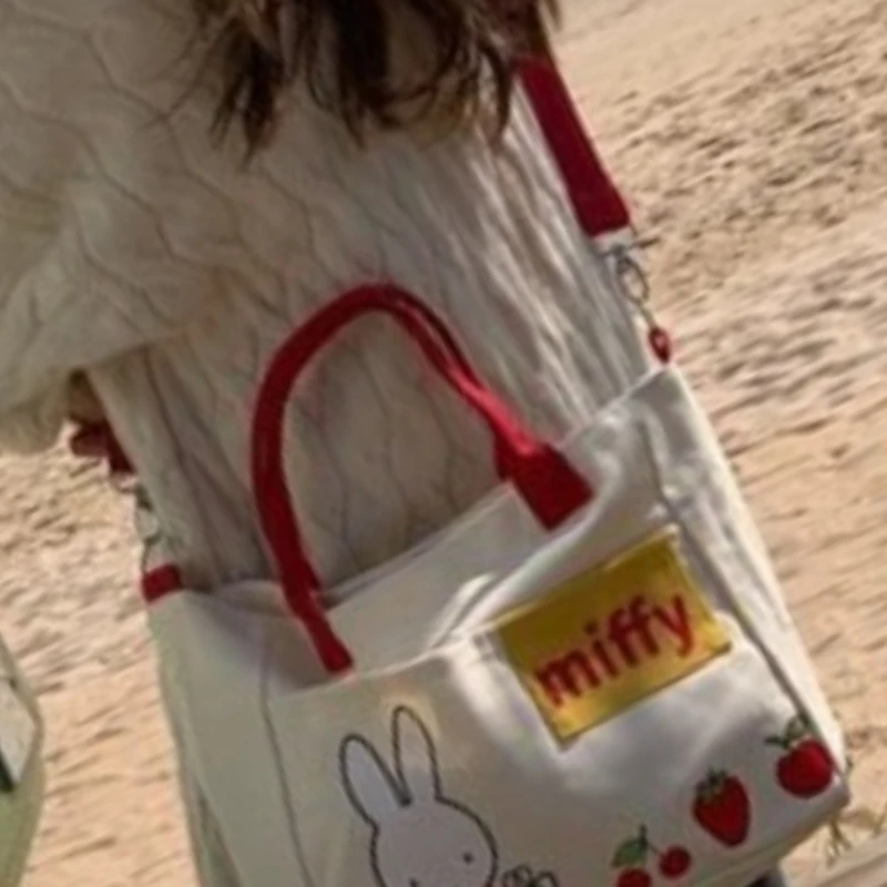 Cartoon Kawaii New Large Capacity Canvas Bag Portable Crossbody Color Matching Multifunctional Dual Use Fine Workmanship Miffy