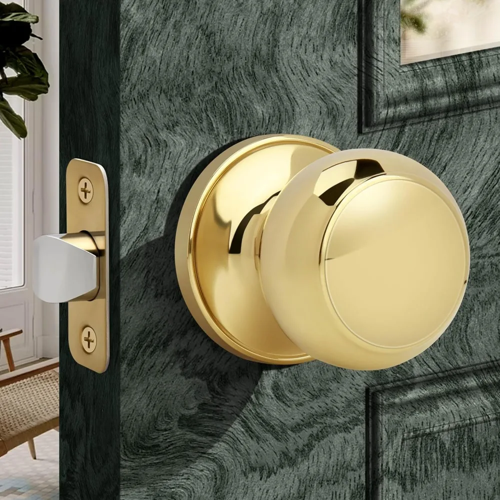 

Дверная ручка с плоским шариком без замка, круглая внутренняя дверная ручка с отделкой из полированной латуни, дверная ручка без ключей для H