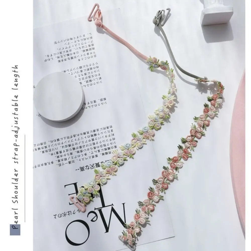 Women Bra Accessories Crochet Floral Bra Straps Anti-slip Elastic Adjustable Belt Shoulder Straps for Wedding Party Dress