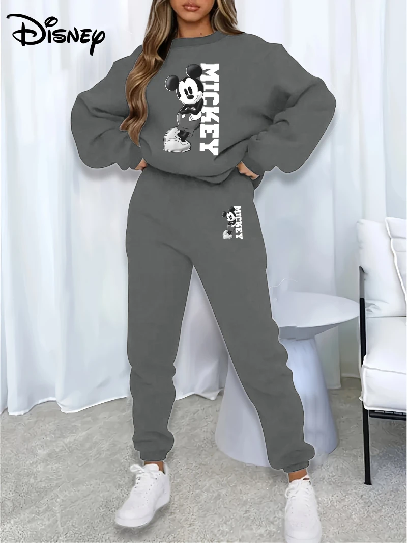 Potdemiel Women'S Disney Winnie The Pooh & Piglet Sweatshirt & Pants Two-Piece Set - Cozy Gray Casual Pullover with Cute Animal