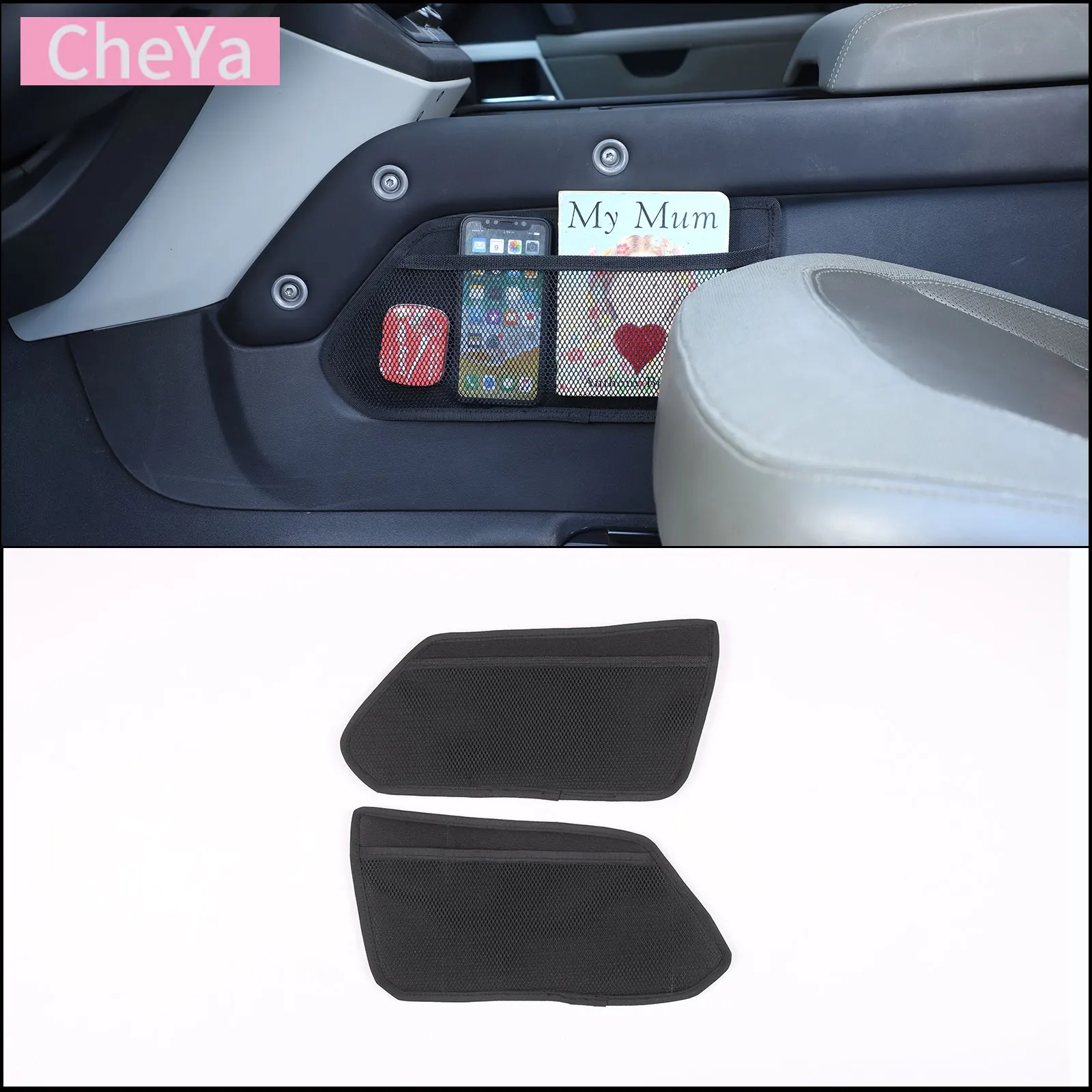 

cheya Car Center Gear Shift Side Storage Bag for Land Rover Defender 90 110 130 2020+ Interior Accessories 2 Pcs