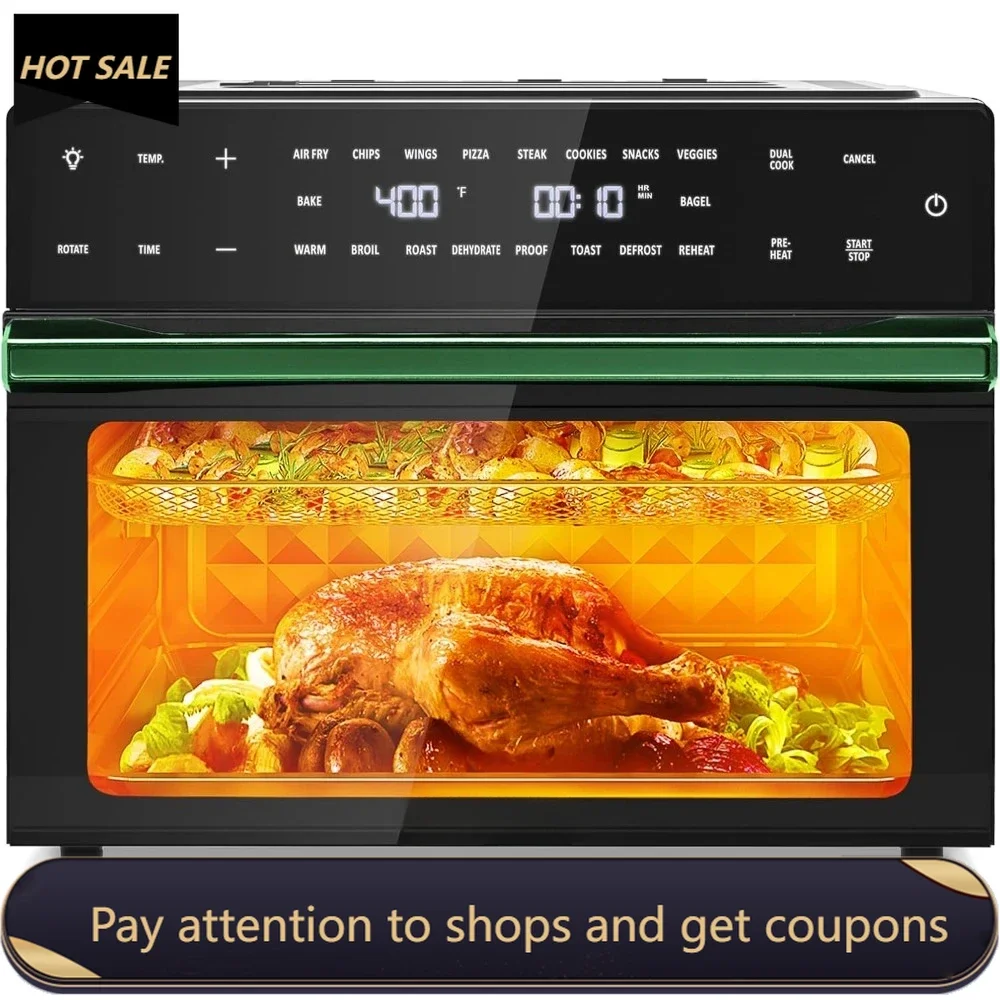 32QT Extra Large Air Fryer, 19-In-1 Air Fryer Toaster Oven Combo with Rotisserie and Dehydrator, Digital Convection Oven