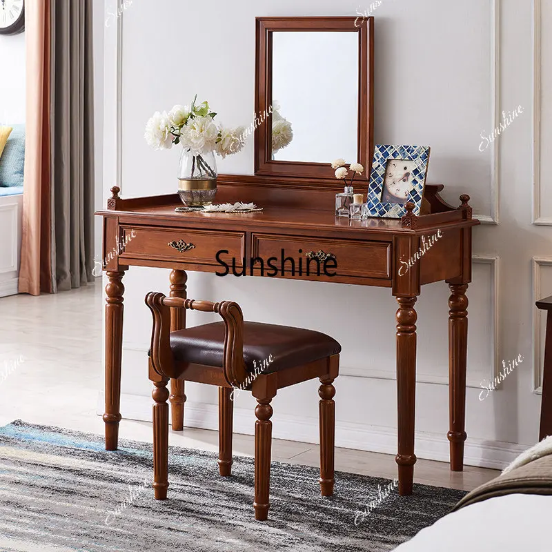 American rural all-solid wood dresser bedroom small apartment, simple