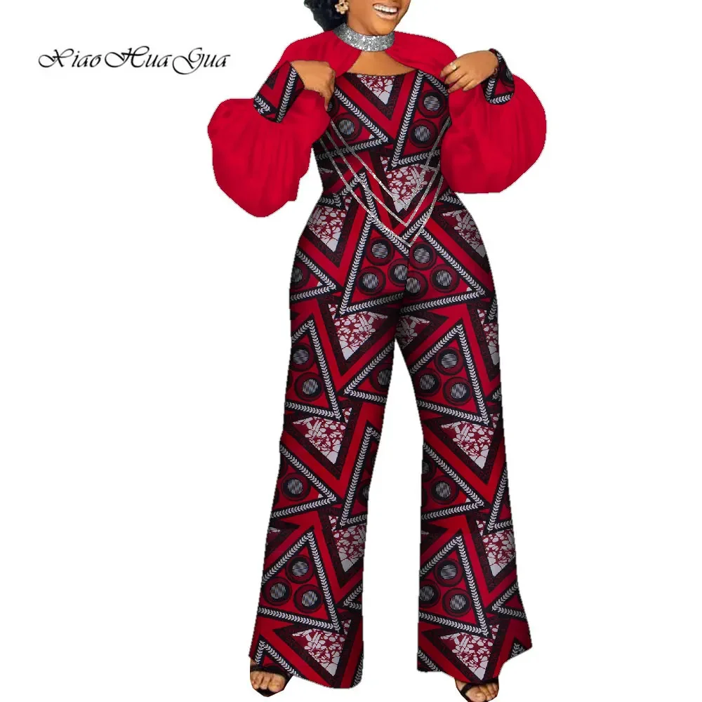 Dashiki africano para mujer, mono de manga larga, pantalones de pierna ancha, ropa de fiesta y boda, Wy9893