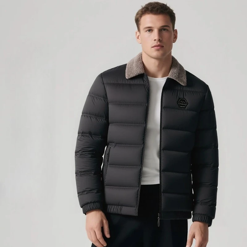 2026 Fashion Thicken Warm Men Parkas Coats Casual Comfortable Male Clothes Solid Color Turn-down Collar Cotton Jackets All-match