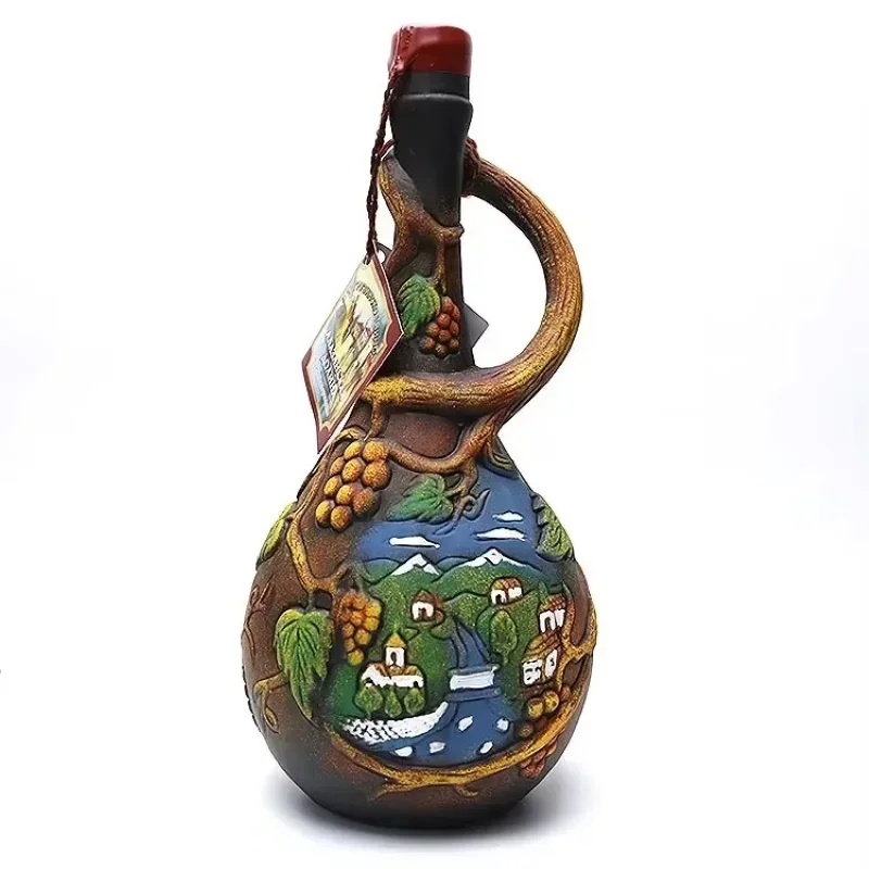 Sell like hot cakes Imported wine Georgia colored pottery red wine original semi-sweet 1000ml art bottle ornament gift