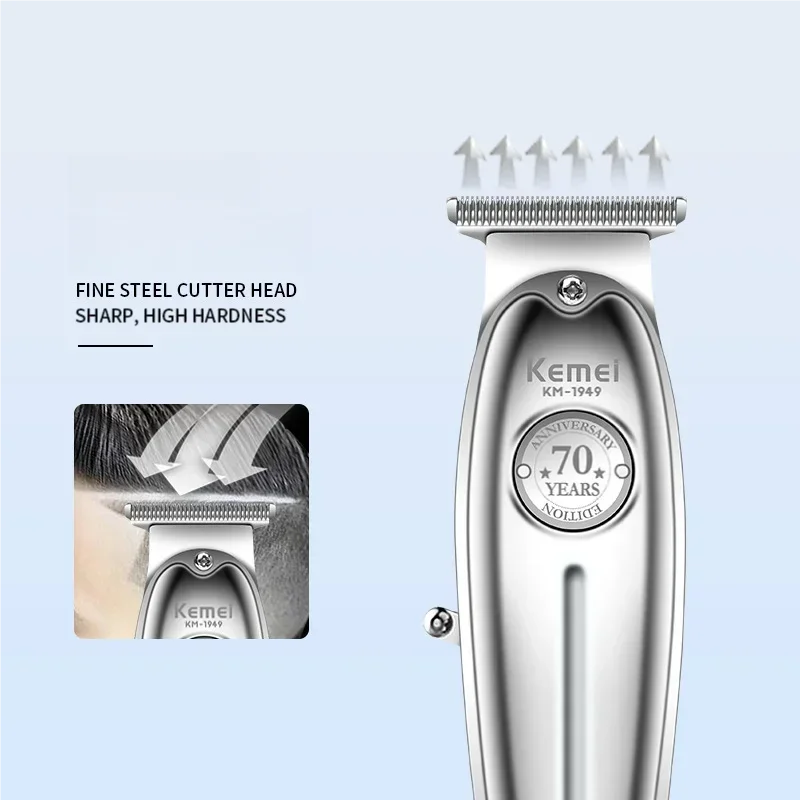 Kemei KM-1949 Pro electric barber full metal professional hair trimmer for men beard hair clipper finishing hair cutting machine image 2