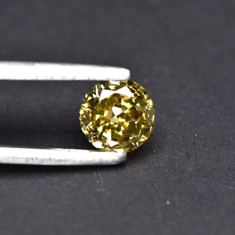 Synthetischer Edelstein Top Crushed Ice Cut Kubischer Zirkonia Runde Form Gelbe Farbe 4K Schliff 5A+ Qualität für Schmuckherstellung – Detail 6