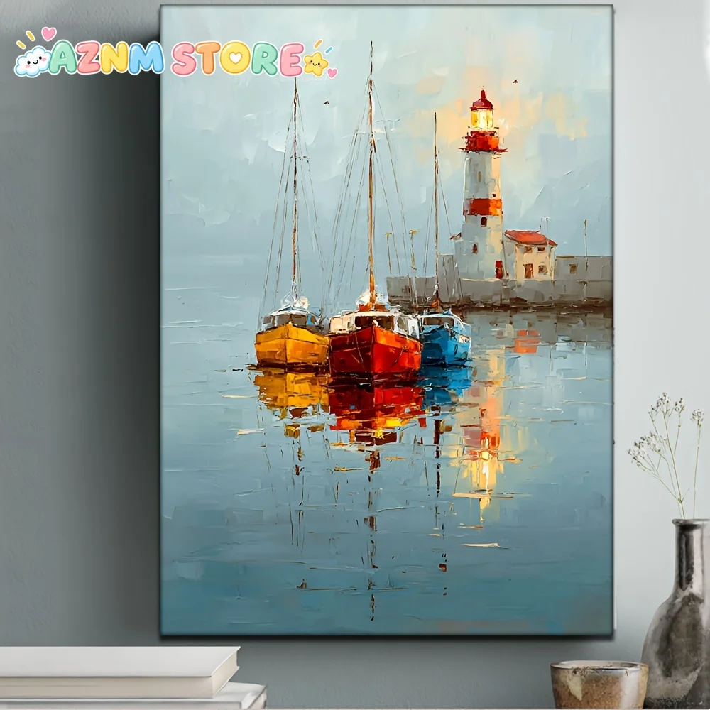2D Flat 2D Flat 1pc, With Frame, 30.48X40.64cm [2D Flat] Vintage Sailing Boats On Calm Waters, Seascape Oil Painting, Coastal