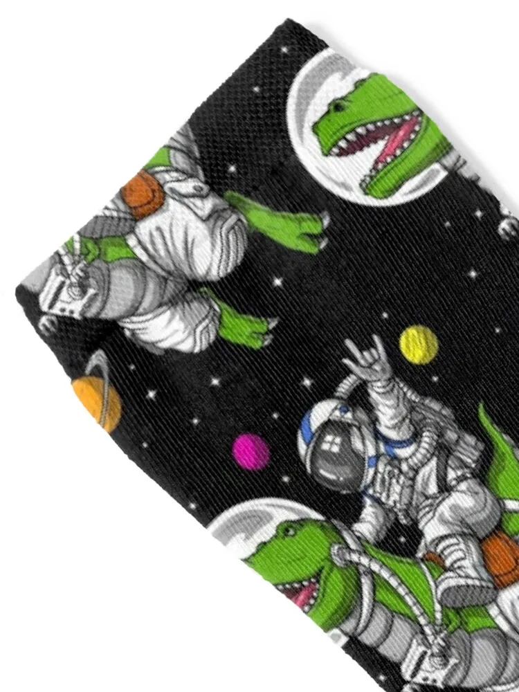 Space Astronaut Riding T-Rex Dinosaur Socks christmas stocking custom sports colored Men's Men's Socks Women's