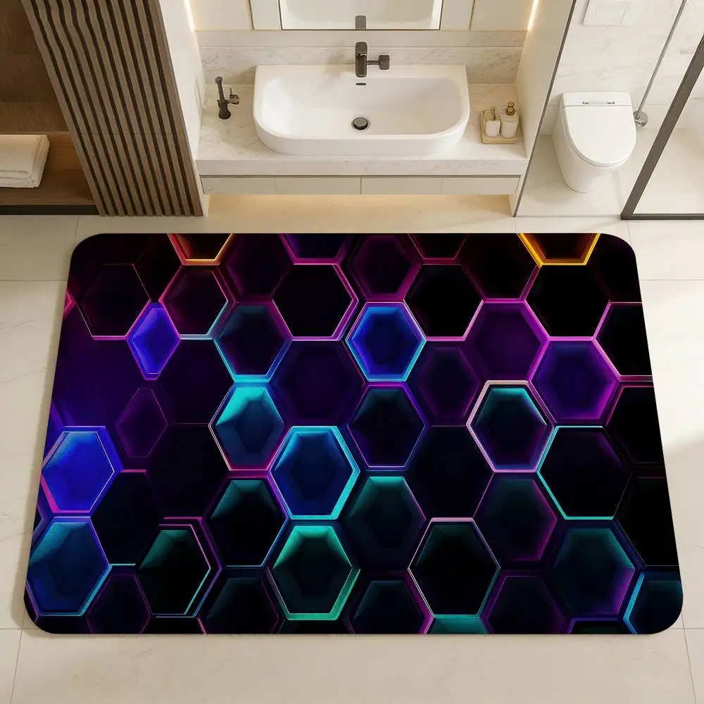 3D Abstract Mirror Geometric Illusion Bathroom Mat Kids Room Bedroom Decoration Balcony Anti-Slip Doormat Living Room Rug