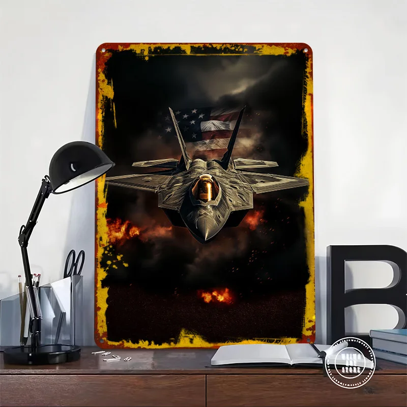 F22 Raptor V11 Tinplate Poster Customized Wall Art Vintage Retro Metal Signs for Living Room Decorations Bedroom Decoration Home